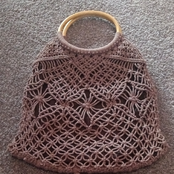 Handbags - Elegant Brown Crochet Handbag